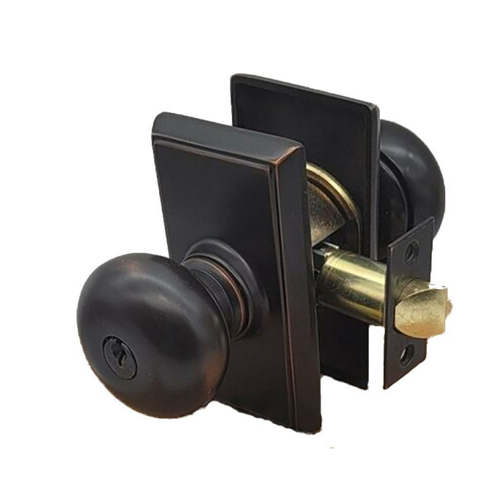Emtek Classic Brass Key In Entrance Locksets - Rectangular Rosette With Providence Knob