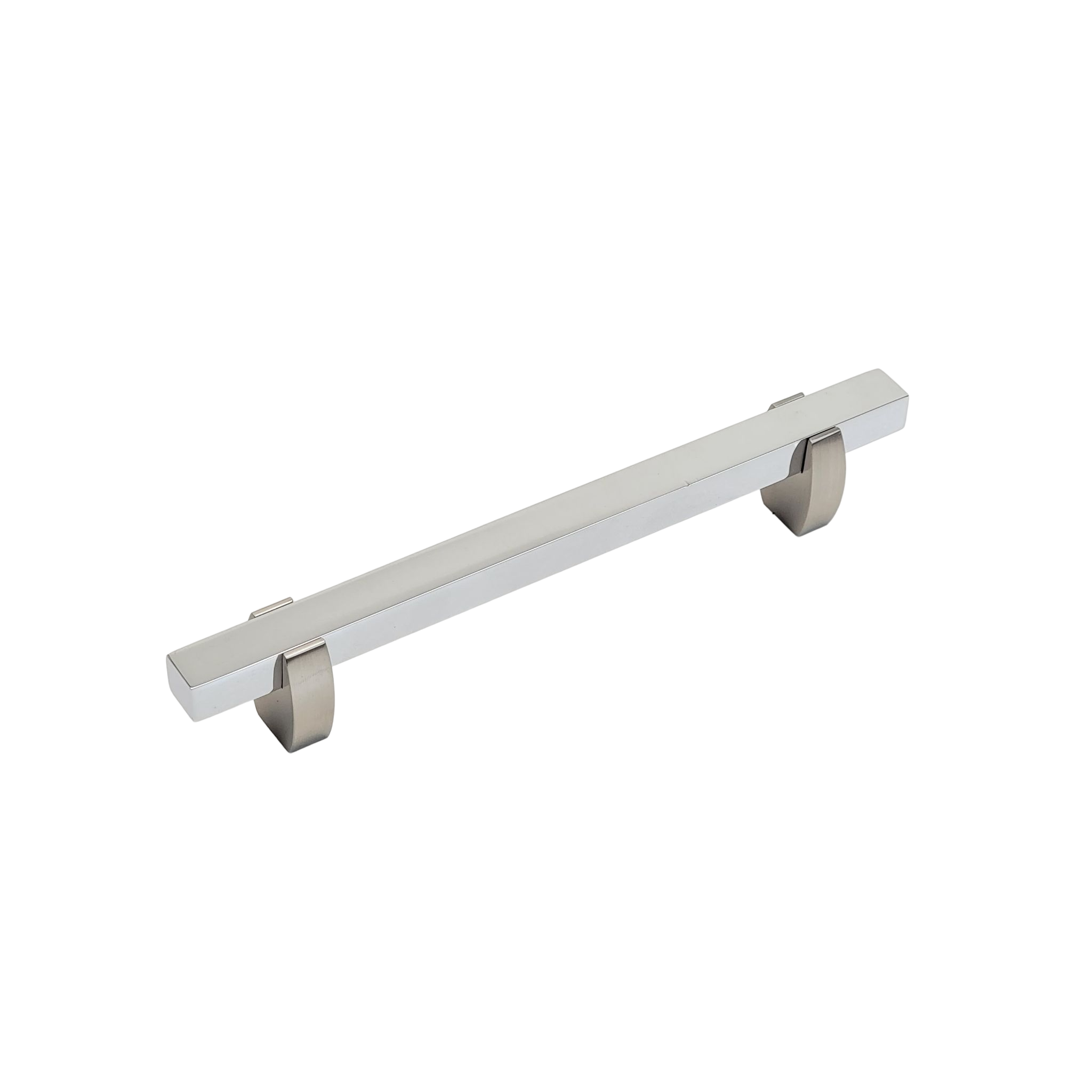 Wide Two Tone Curvy Legged Handle - Brushed Nickel Base 765