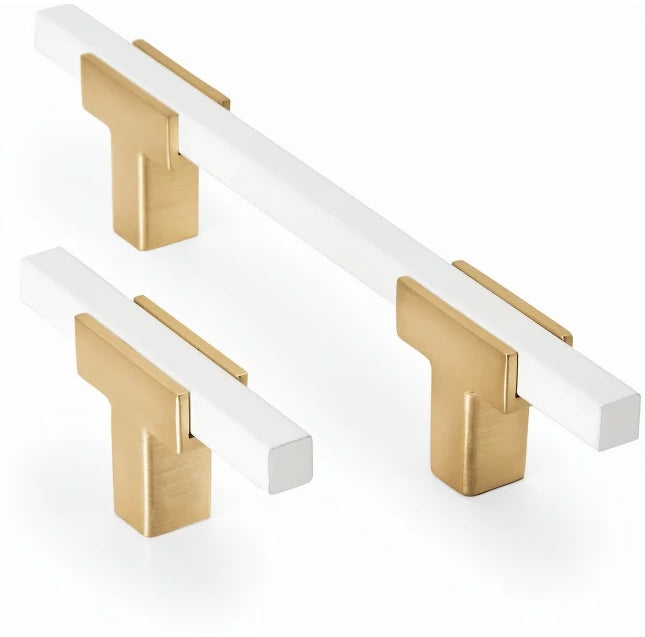 Two Tone T-Bar Handle - Brushed Gold Base 778