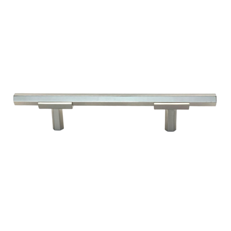 Two Tone T-Bar Hex Handle - Brushed Nickel Base 776