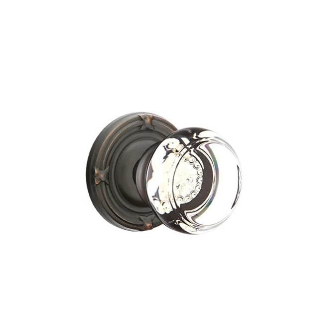 Emtek Door Handle - Georgetown Glass Knob, Ribbon & Reed Rosette