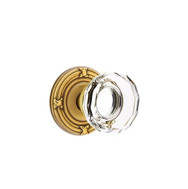 Emtek Door Handle - Lowell Glass Knob, Ribbon & Reed Rosette