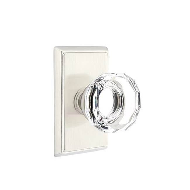 Emtek Door Handle - Lowell Glass Knob, Rectangular Rosette