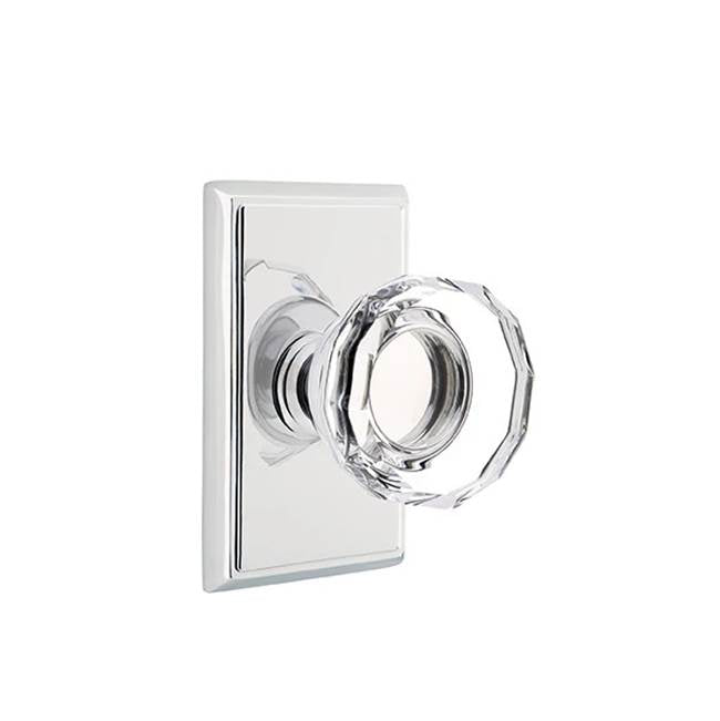Emtek Door Handle - Lowell Glass Knob, Rectangular Rosette