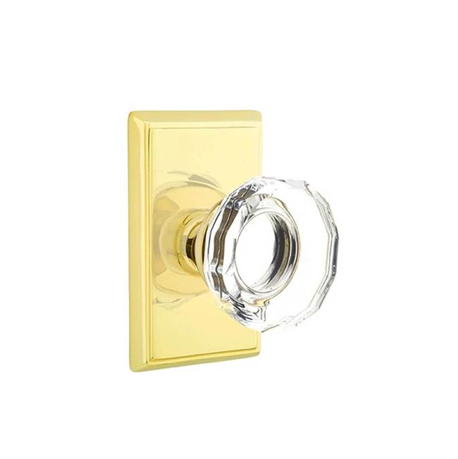 Emtek Door Handle - Lowell Glass Knob, Rectangular Rosette
