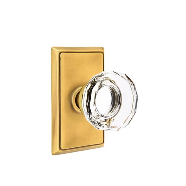 Emtek Door Handle - Lowell Glass Knob, Rectangular Rosette