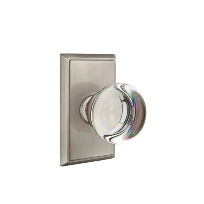 Emtek Door Handle - Providence Glass Knob, Rectangular Rosette