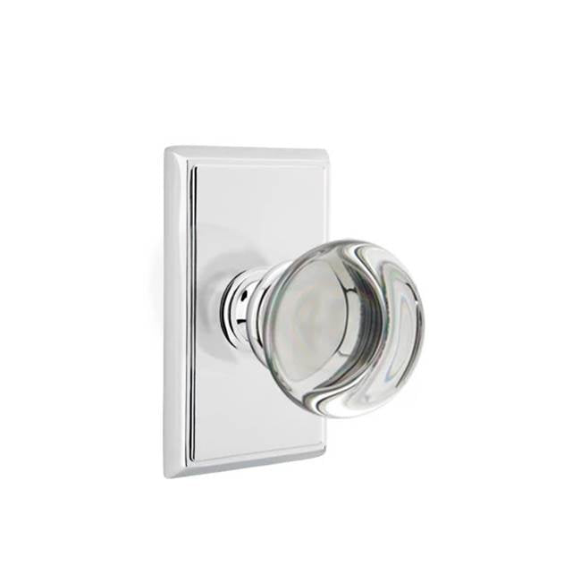 Emtek Door Handle - Providence Glass Knob, Rectangular Rosette