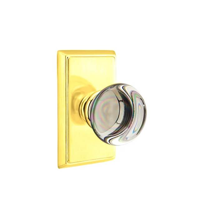 Emtek Door Handle - Providence Glass Knob, Rectangular Rosette