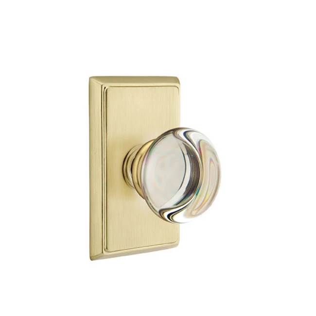Emtek Door Handle - Providence Glass Knob, Rectangular Rosette