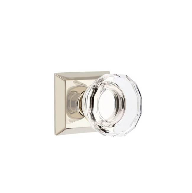 Emtek Door Handle - Lowell Glass Knob, Quincy Rosette