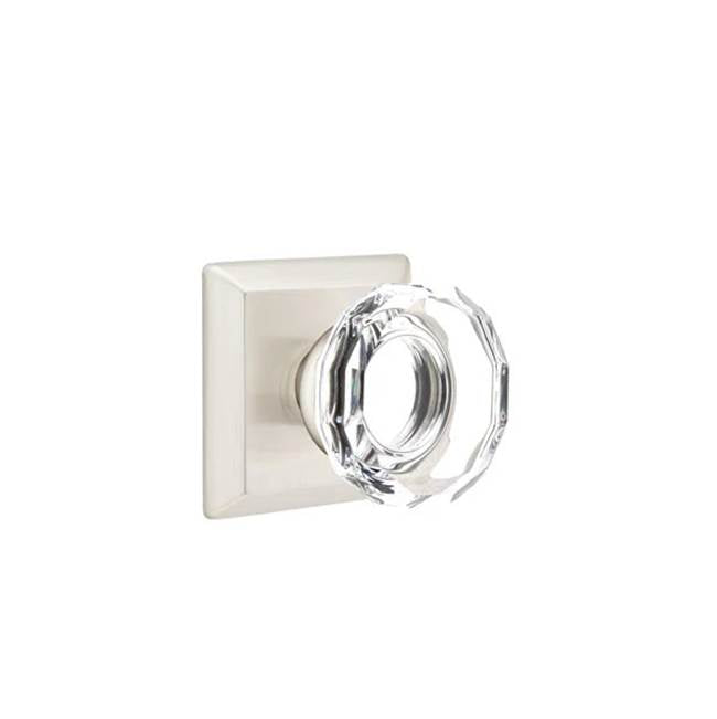 Emtek Door Handle - Lowell Glass Knob, Quincy Rosette