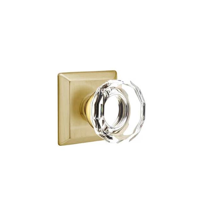 Emtek Door Handle - Lowell Glass Knob, Quincy Rosette