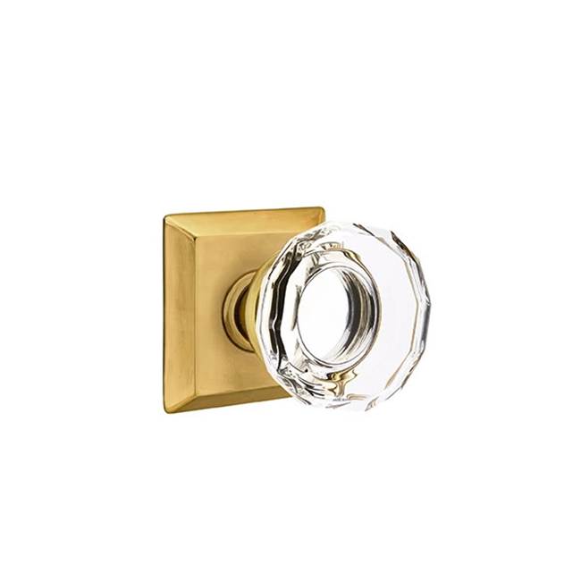 Emtek Door Handle - Lowell Glass Knob, Quincy Rosette