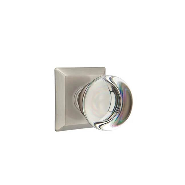 Emtek Door Handle - Providence Glass Knob, Quincy Rosette