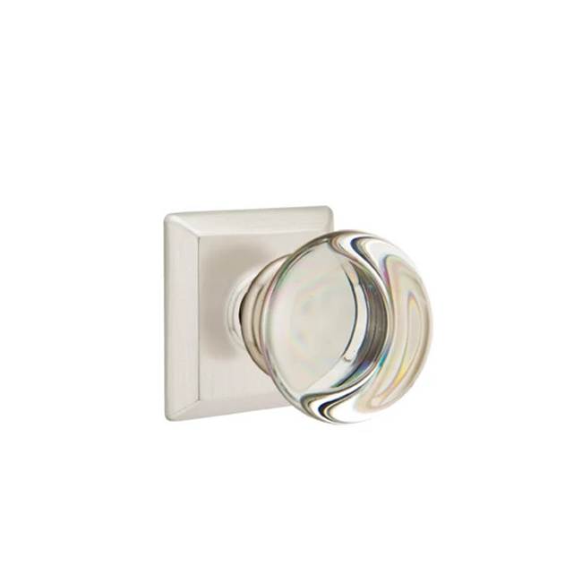 Emtek Door Handle - Providence Glass Knob, Quincy Rosette