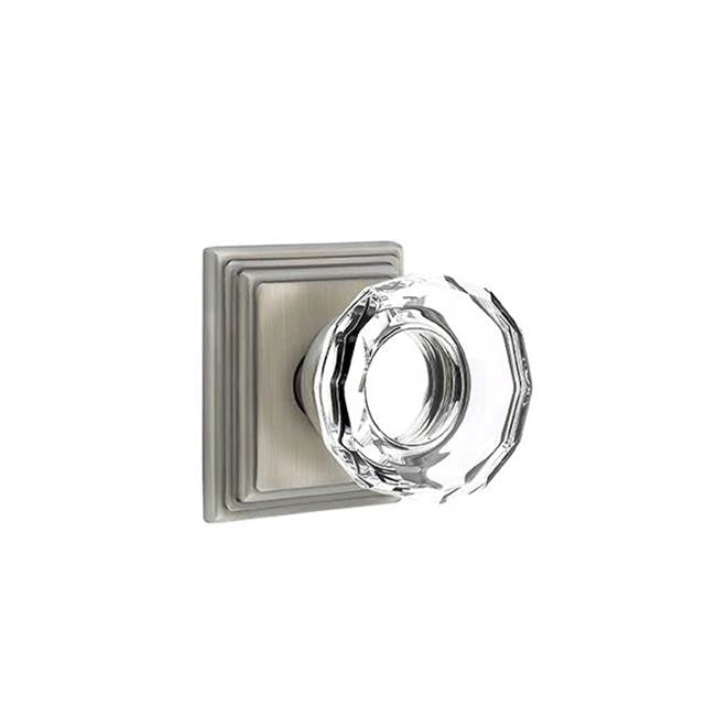 Emtek Door Handle - Lowell Glass Knob, Wilshire Rosette