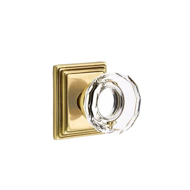 Emtek Door Handle - Lowell Glass Knob, Wilshire Rosette