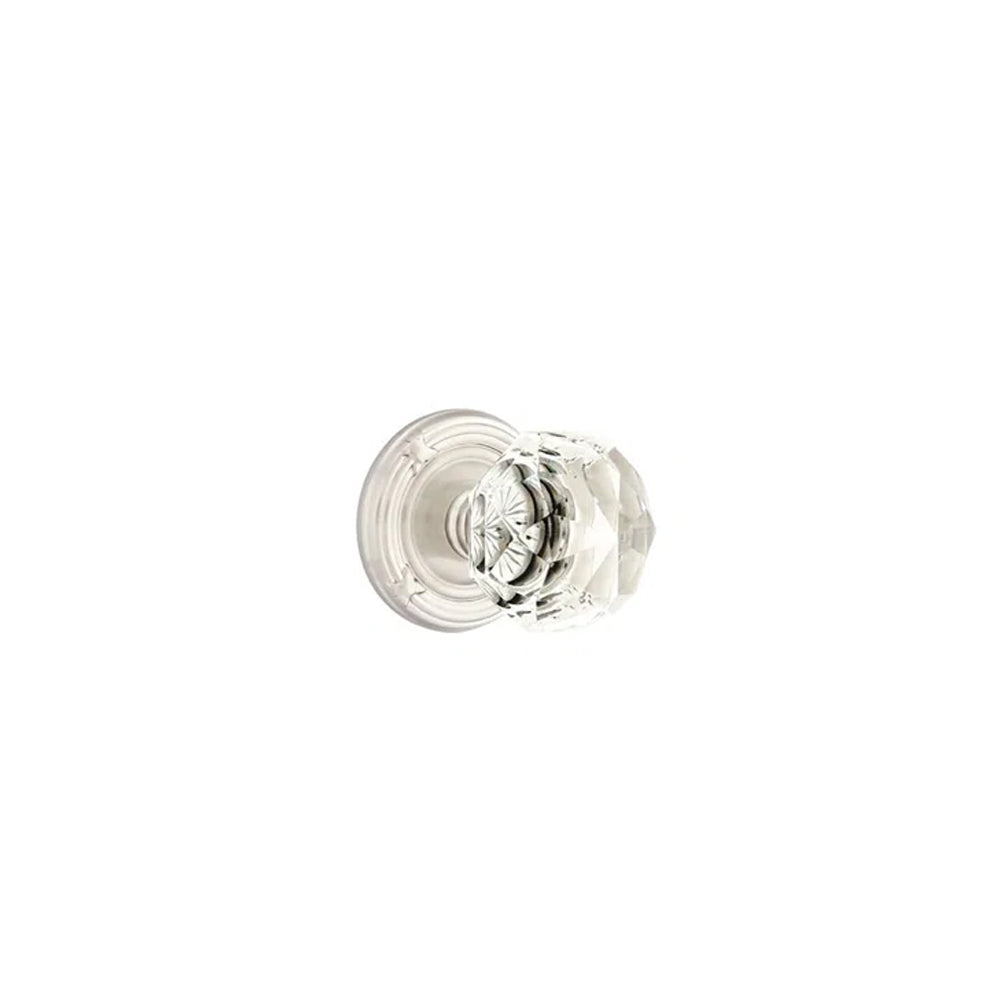 Emtek Door Handle - Diamond Knob Ribbon & Reed Rosette - Glass