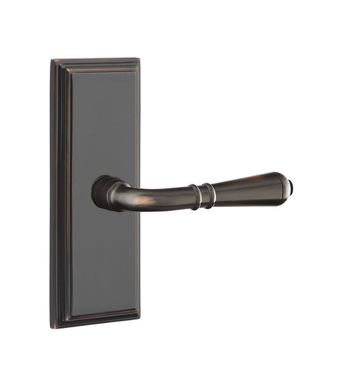Emtek Door Handle - Turino Lever 7" Wilshire Sideplate - Classic Brass