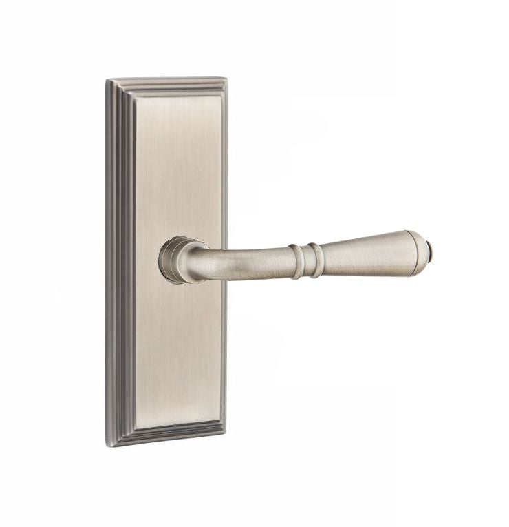 Emtek Door Handle - Turino Lever 7" Wilshire Sideplate - Classic Brass