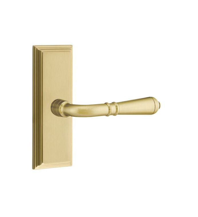 Emtek Door Handle - Turino Lever 7" Wilshire Sideplate - Classic Brass
