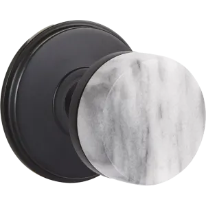 Emtek Select Door Knobs - Conical White Marble Knob - Watford Rosette