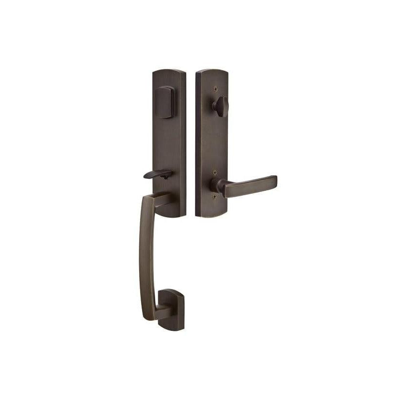 Emtek Sandcast Bronze Tubular Entrance Handlesets - Logan