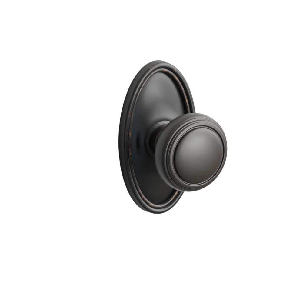 Emtek Door Handle - Norwich Knob Oval Rosette - Classic Brass