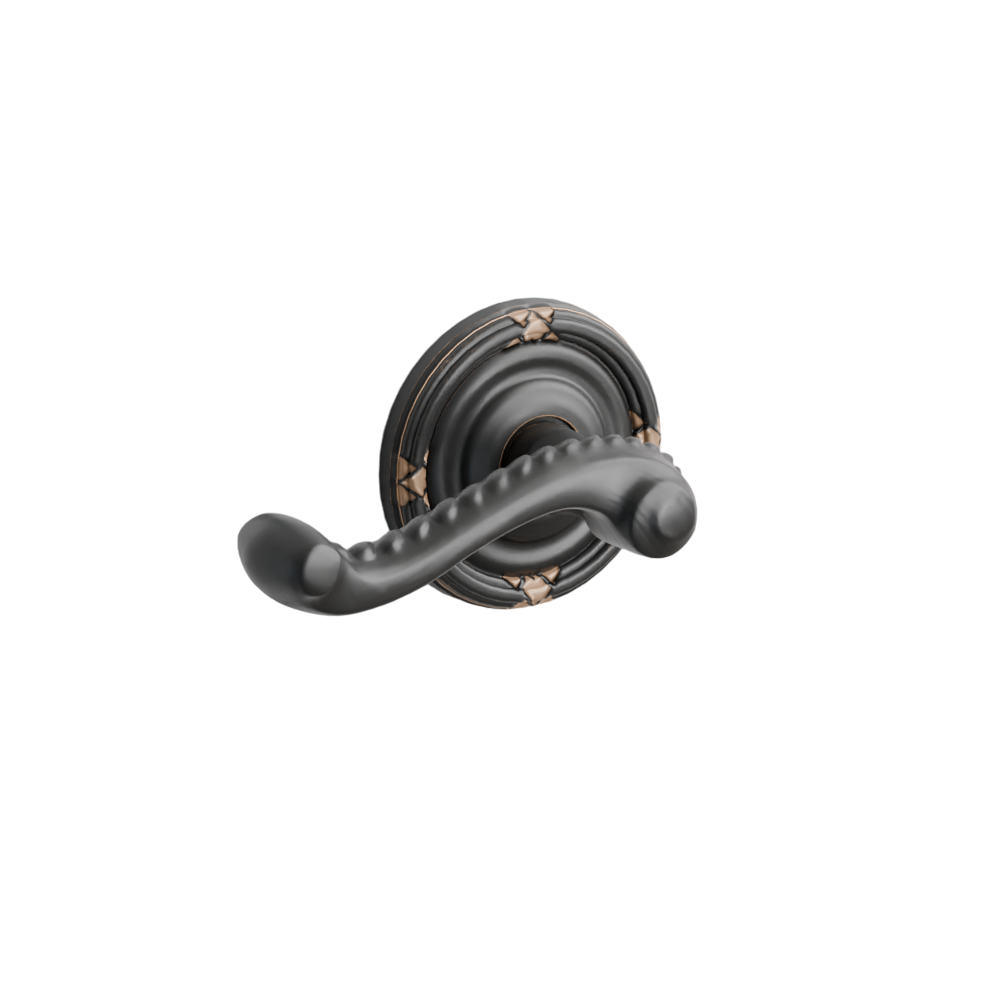 Emtek Door Handle - Rope Lever Ribbon & Reed Rosette - Designer Brass