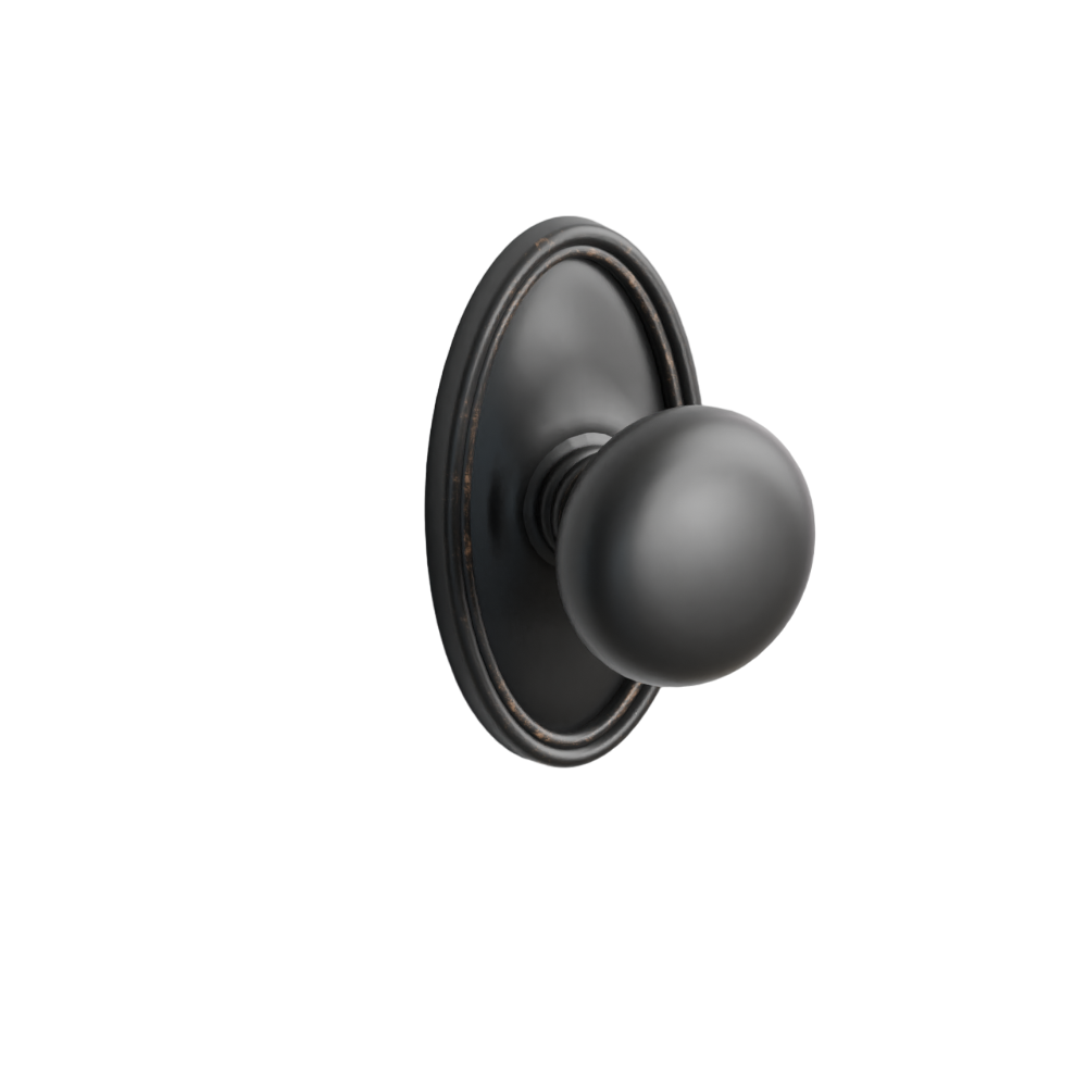 Emtek Door Handle - Providence Knob Oval Rosette - Classic Brass
