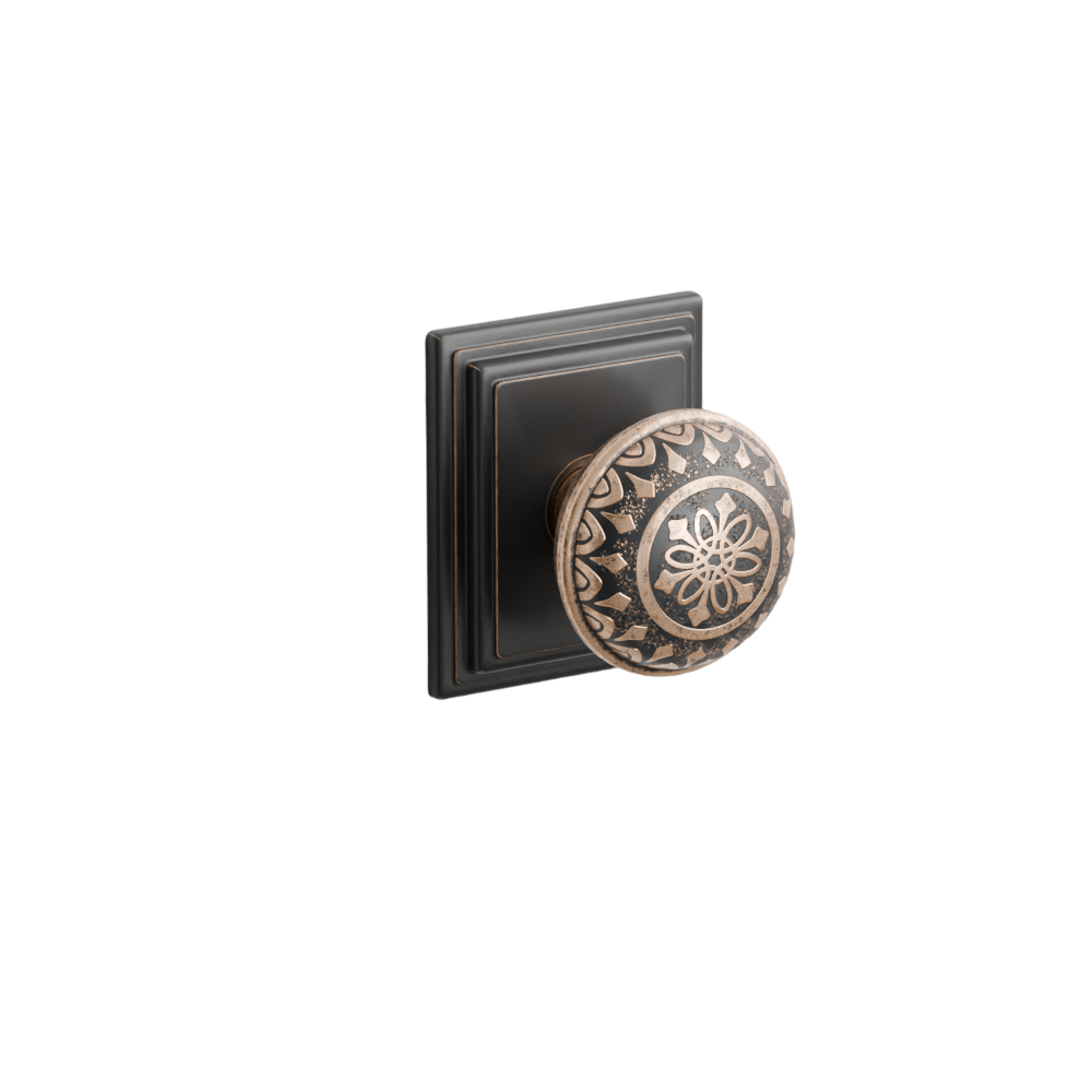 Emtek Door Handle - Lancaster Knob Wilshire Rosette - Designer Brass
