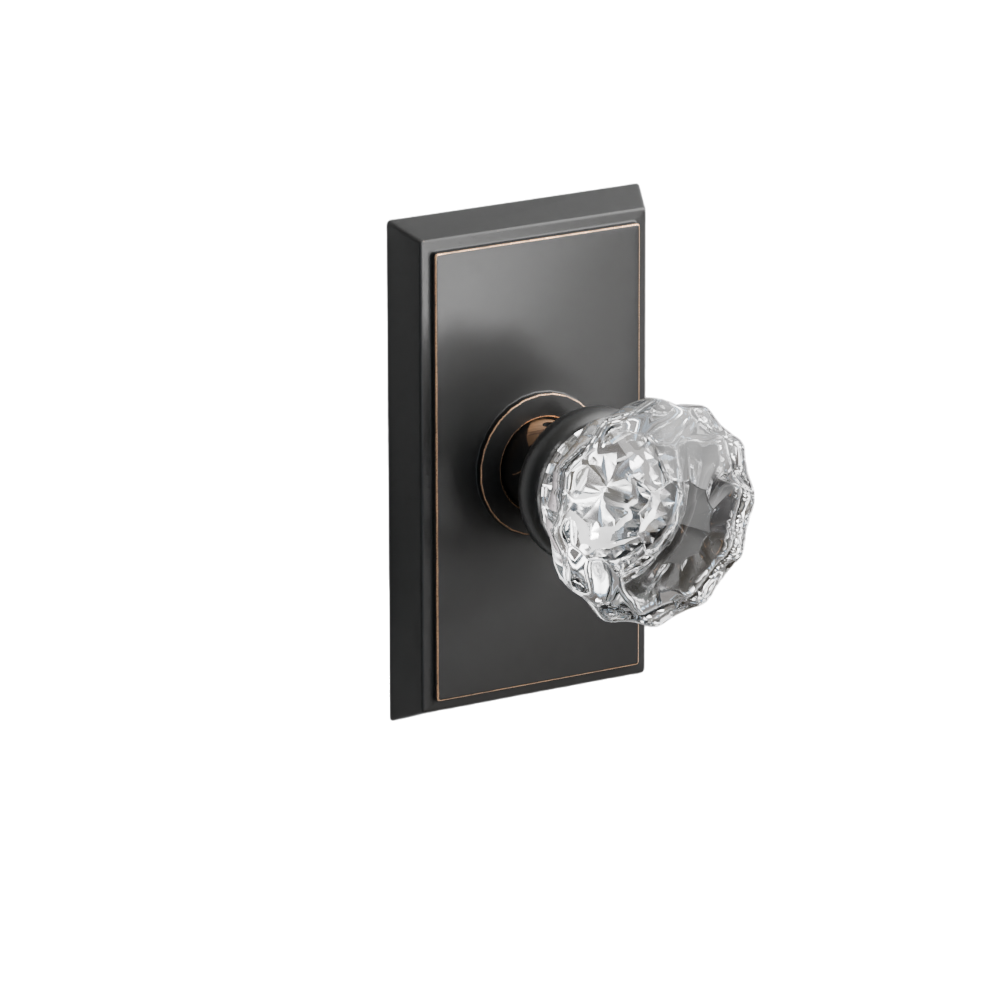 Emtek Door Handle - Astoria Knob Rectangular Rosette - Glass