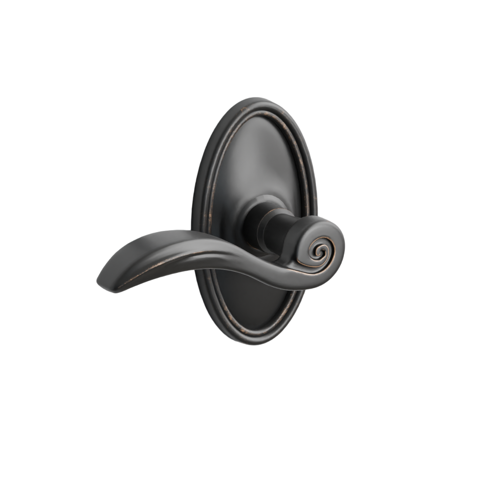 Emtek Door Handle - Elan Lever Oval Rosette - Designer Brass