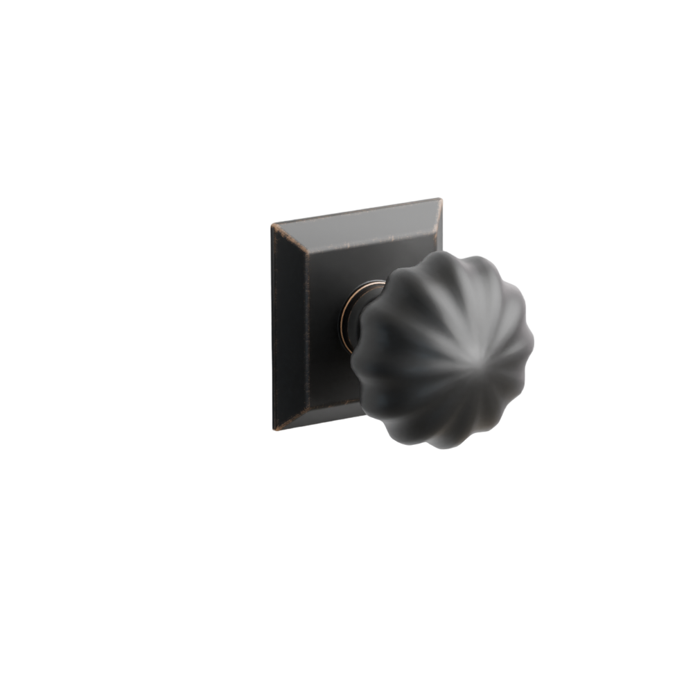 Emtek Door Handle - Melon Knob Quincy Rosette - Classic Brass