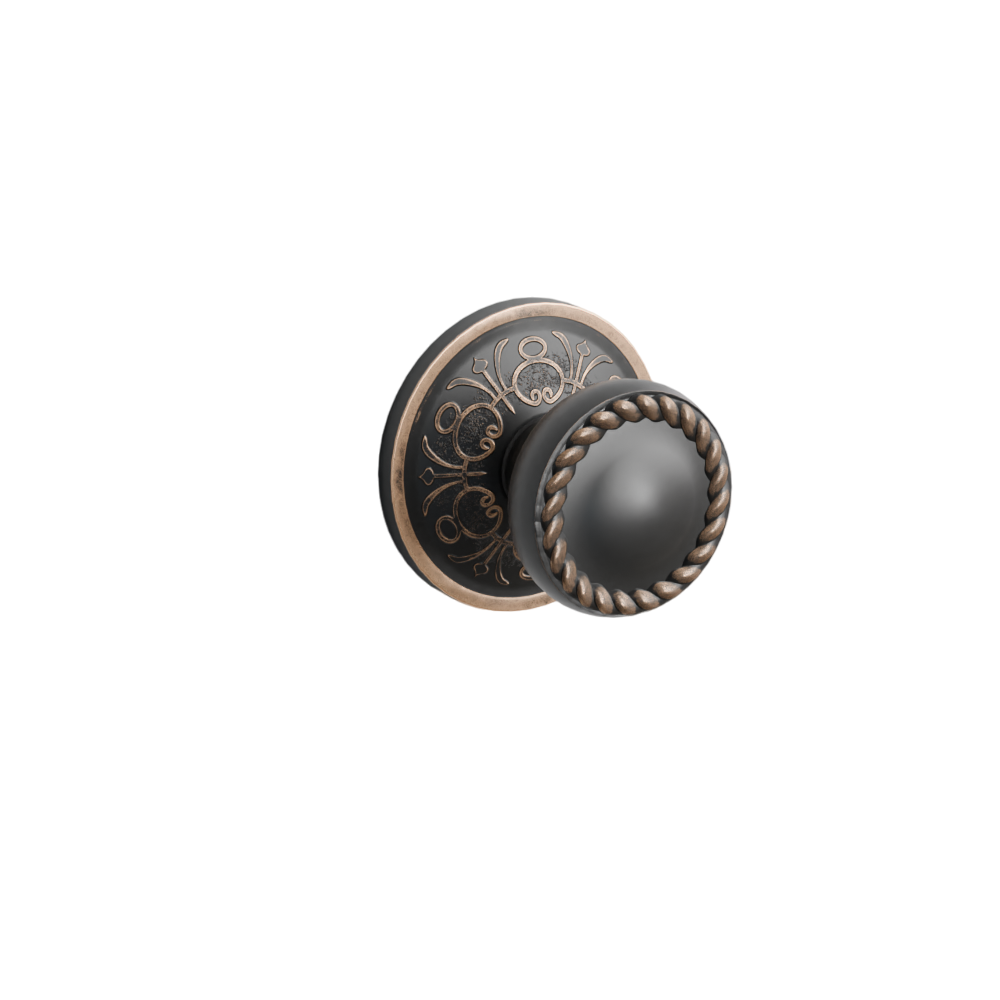 Emtek Door Handle - Rope Knob Lancaster Rosette - Designer Brass