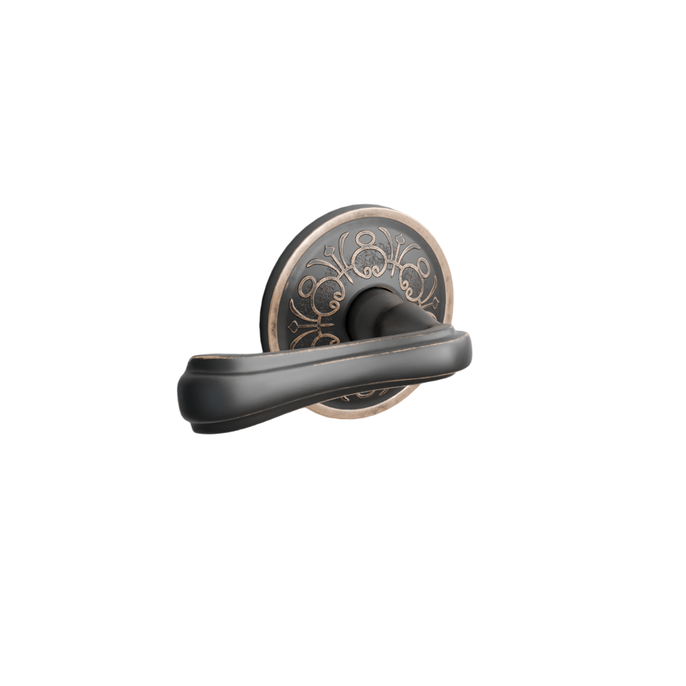 Emtek Door Handle - Wembley Lever Lancaster Rosette - Designer Brass