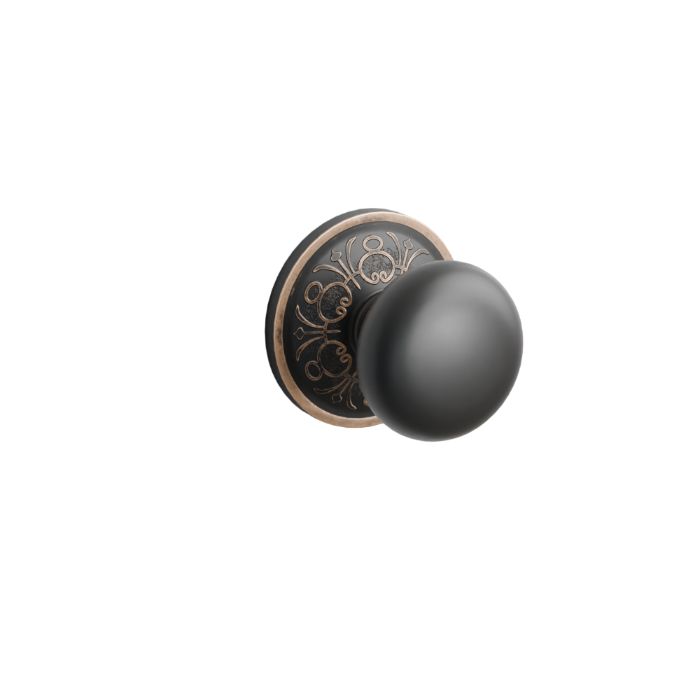 Emtek Door Handle - Providence Knob Lancaster Rosette - Classic Brass