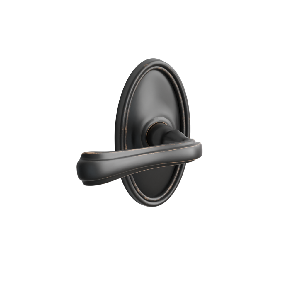 Emtek Door Handle - Wembley Lever Oval Rosette - Designer Brass