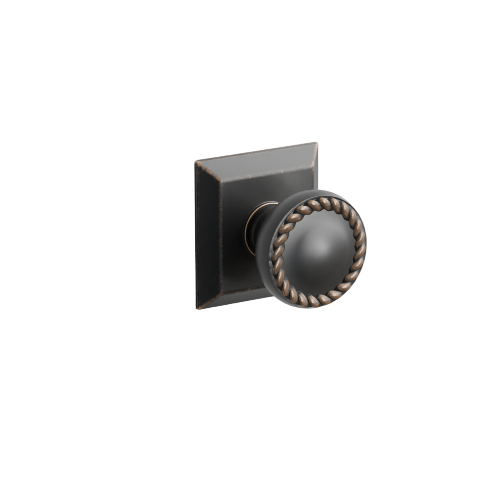 Emtek Door Handle - Rope Knob Quincy Rosette - Designer Brass