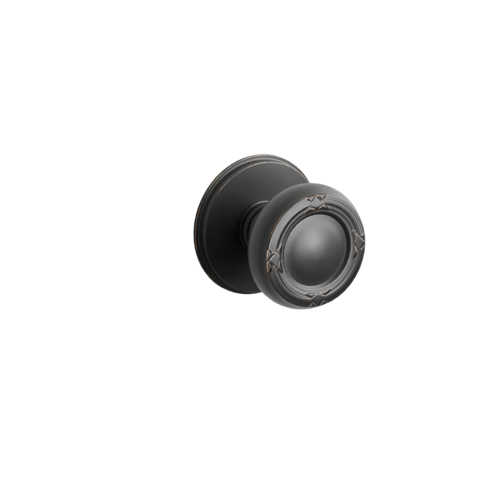 Emtek Door Handle - Ribbon & Reed Knob Watford Rosette - Designer Brass