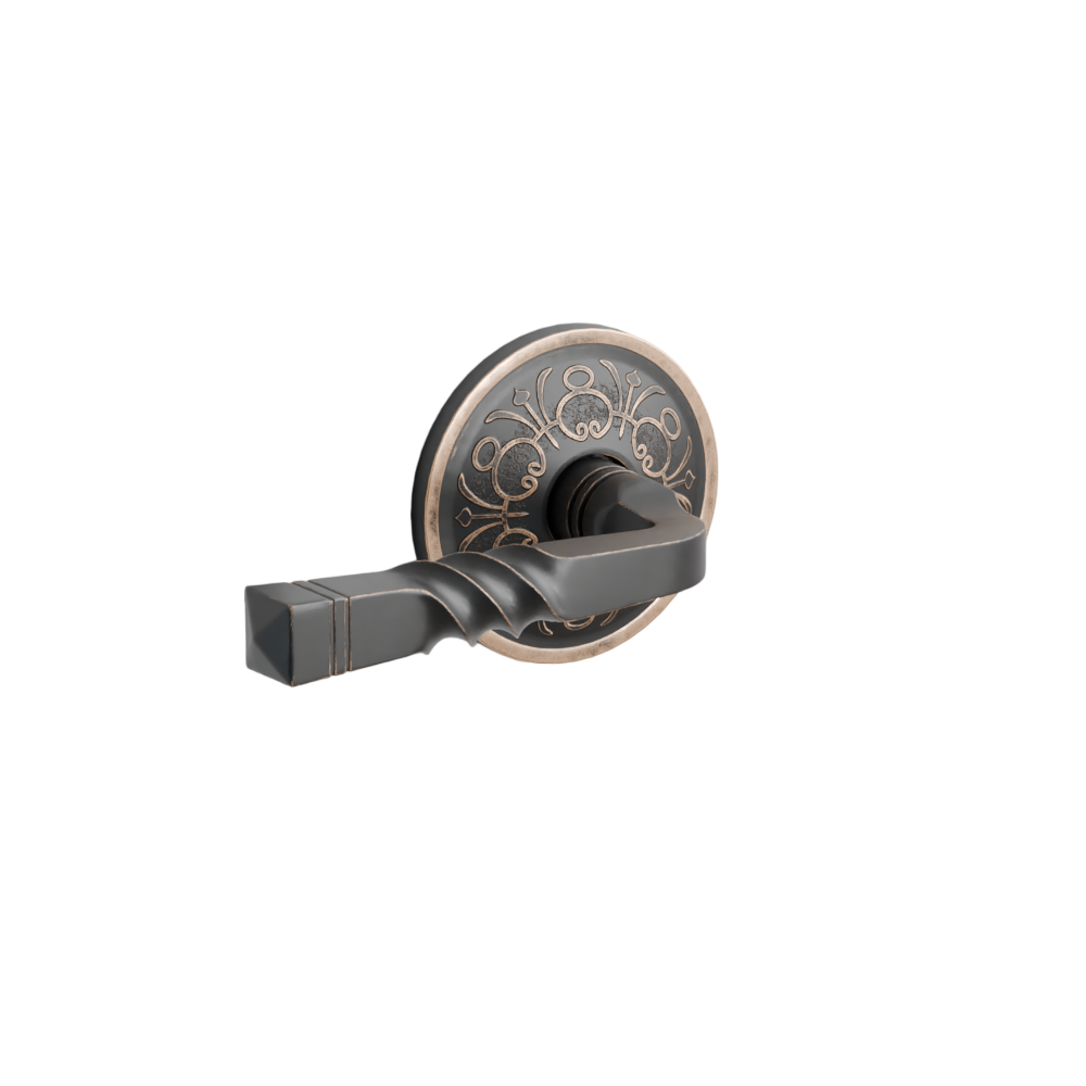Emtek Door Handle - Santa Fe Lever Lancaster Rosette - Designer Brass