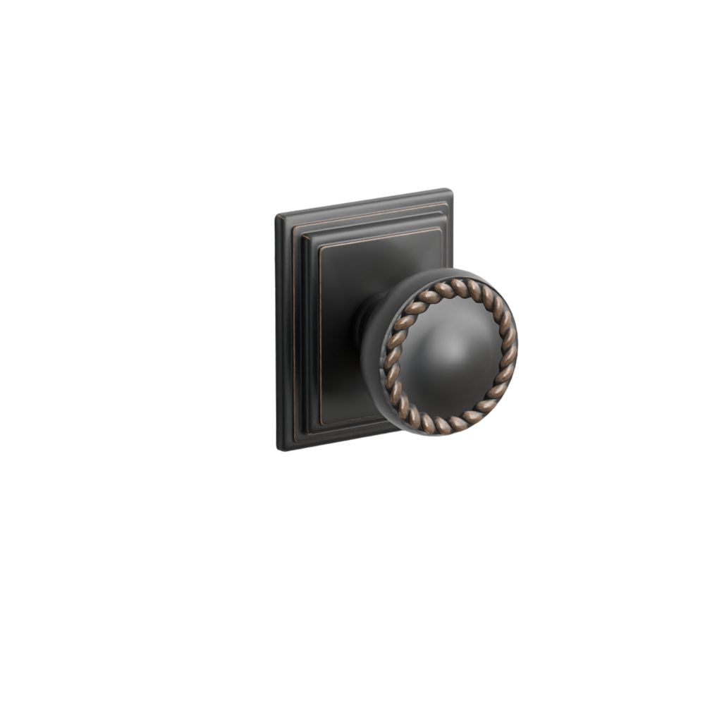 Emtek Door Handle - Rope Knob Wilshire Rosette - Designer Brass
