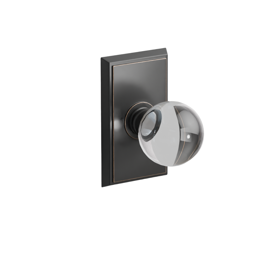 Emtek Door Handle - Bristol Knob Rectangular Rosette - Glass