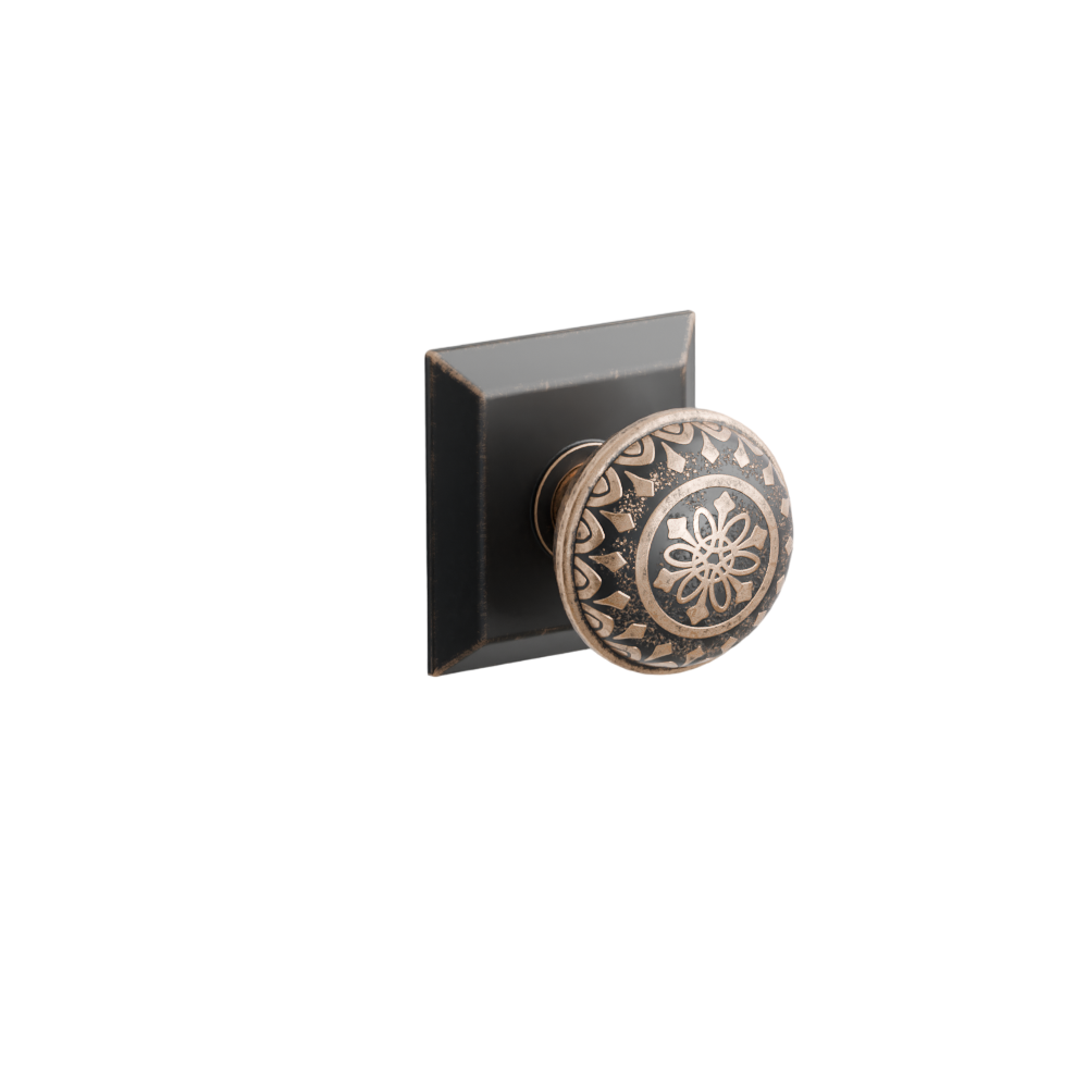 Emtek Door Handle - Lancaster Knob Quincy Rosette - Designer Brass
