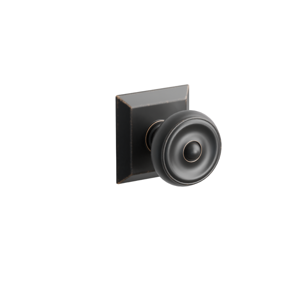 Emtek Door Handle - Waverly Knob Quincy Rosette - Classic Brass