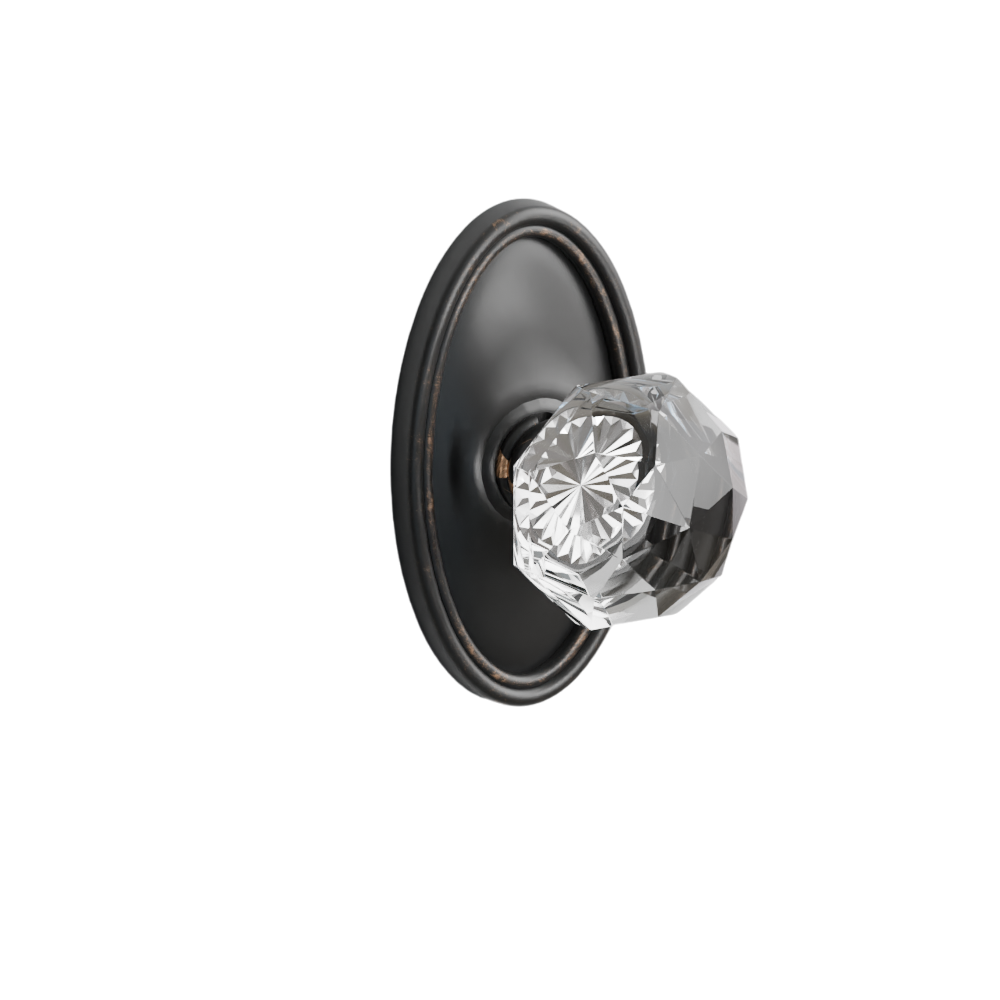 Emtek Door Handle - Diamond Knob Oval Rosette - Glass