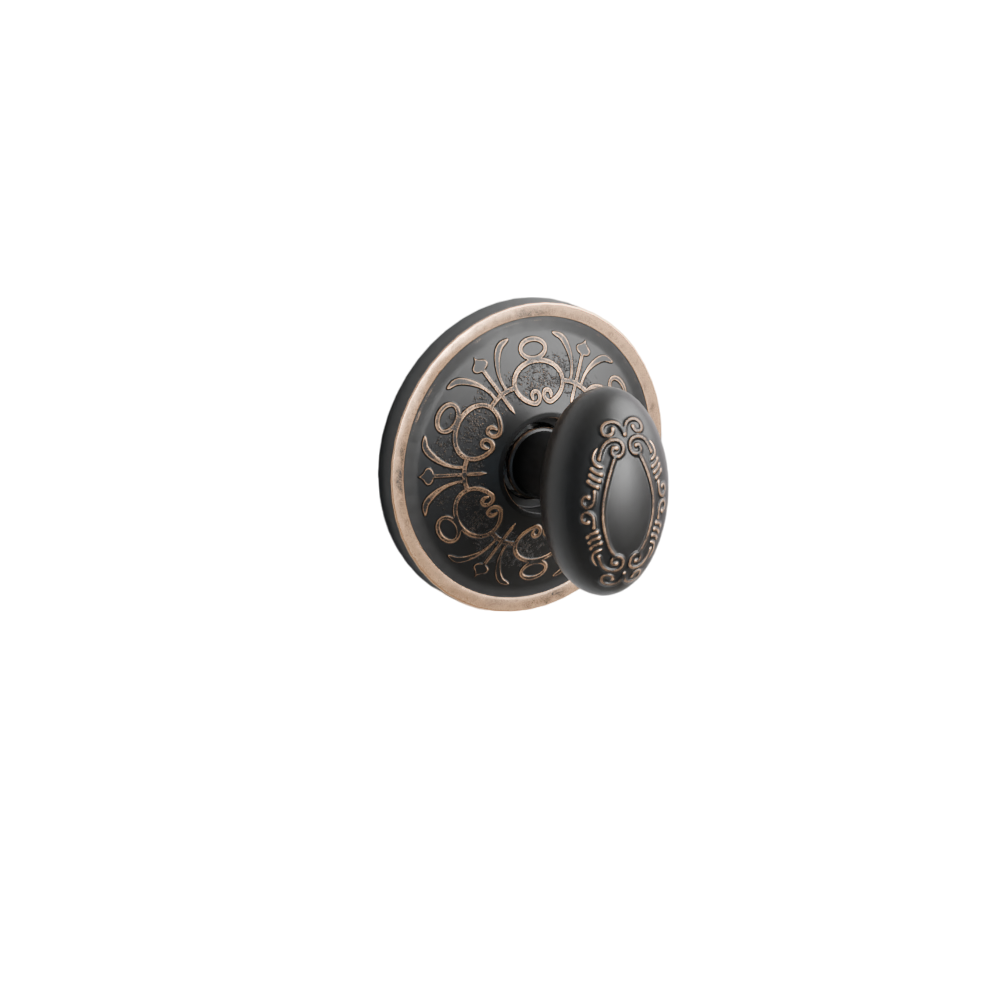 Emtek Door Handle - Victoria Knob Lancaster Rosette - Designer Brass