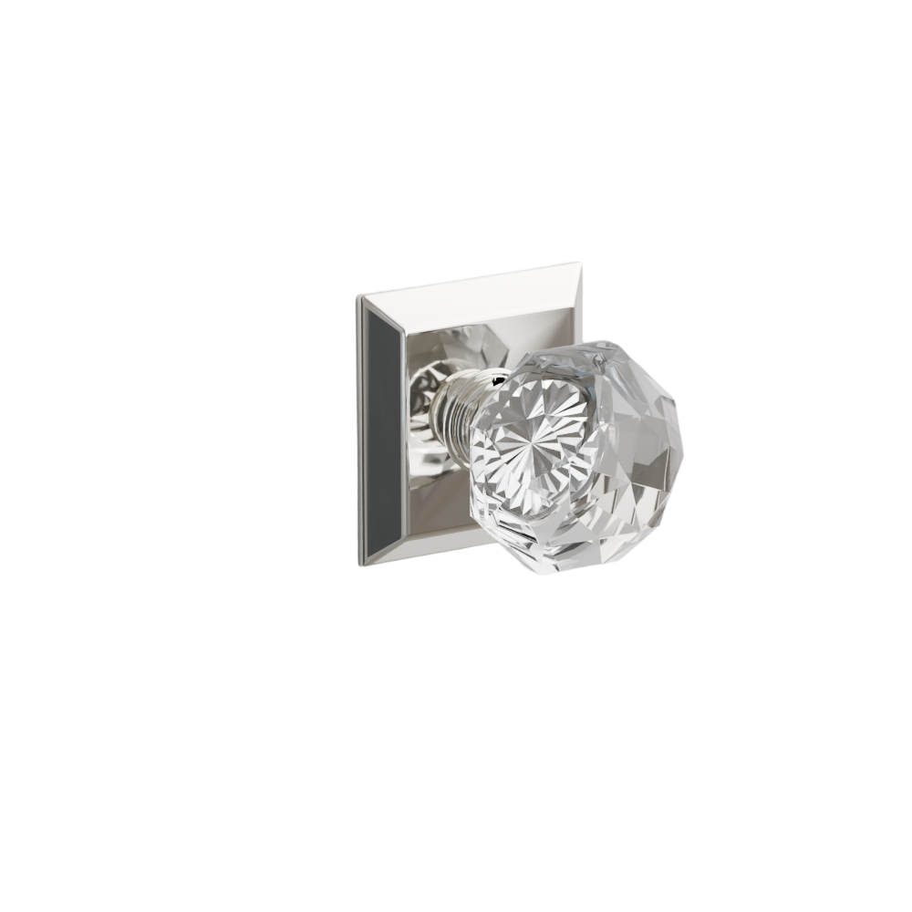 Emtek Door Handle - Diamond Knob Quincy Rosette - Glass
