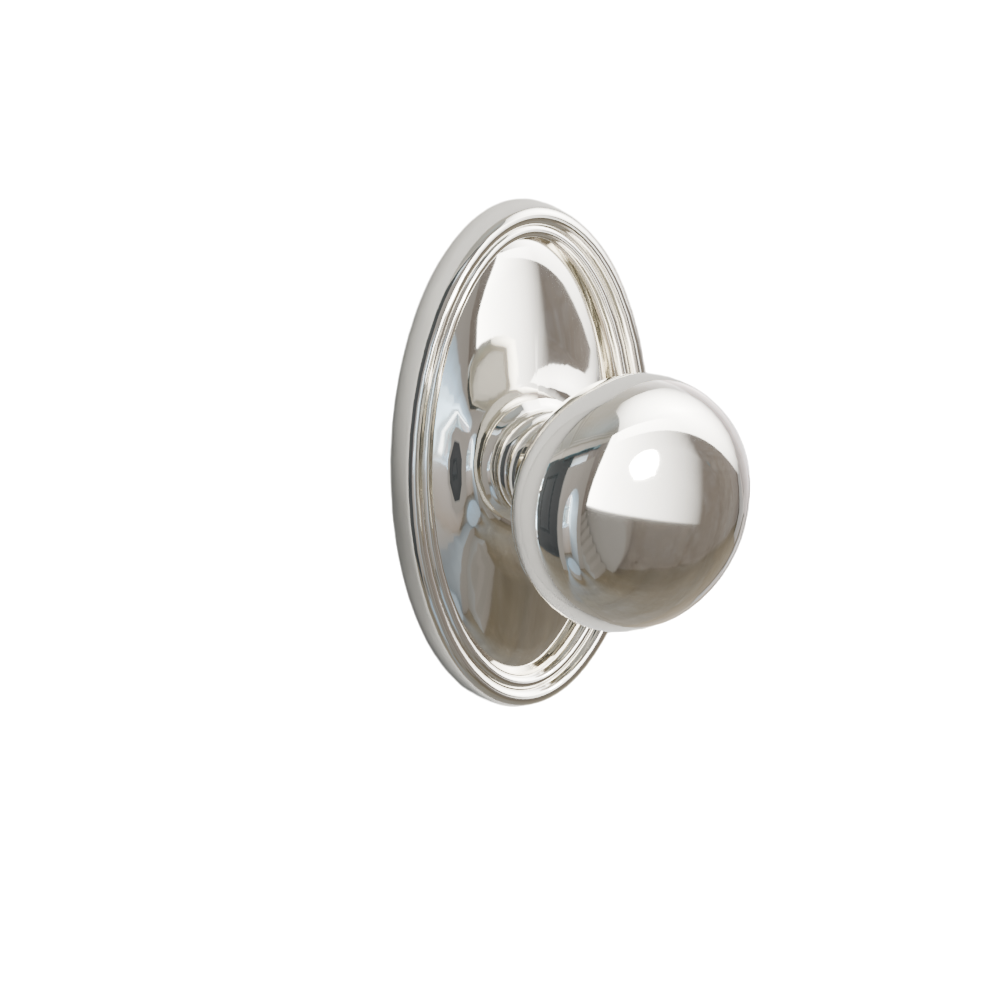 Emtek Door Handle - Providence Knob Oval Rosette - Classic Brass